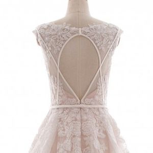 A-Line Court Train Lace and Tule Wedding Dress